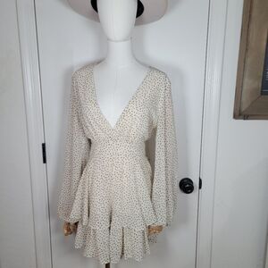 Princess Polly String of Love Cream and Brown Ruffle Romper Size 8